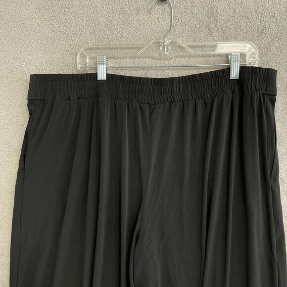 NEW Three Dots Women's XXL Black Wide Leg Palazzo Pants Elastic Waist Soft Knit - Picture 8 of 9